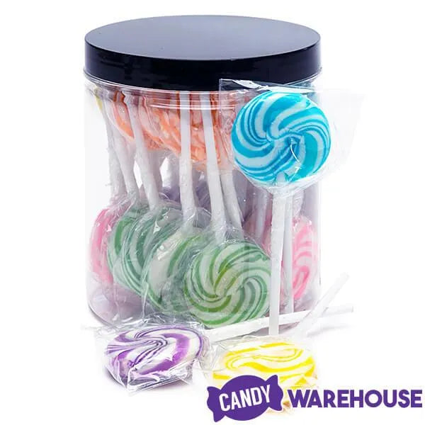 Squiggly Pops Petite Swirl Lollipops - Assorted: 24-Piece Jar