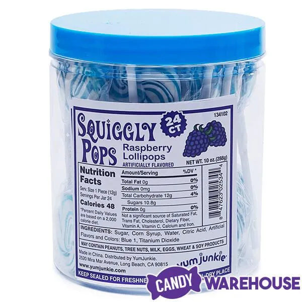 Squiggly Pops Petite Swirl Lollipops - Blue Raspberry: 24-Piece Jar