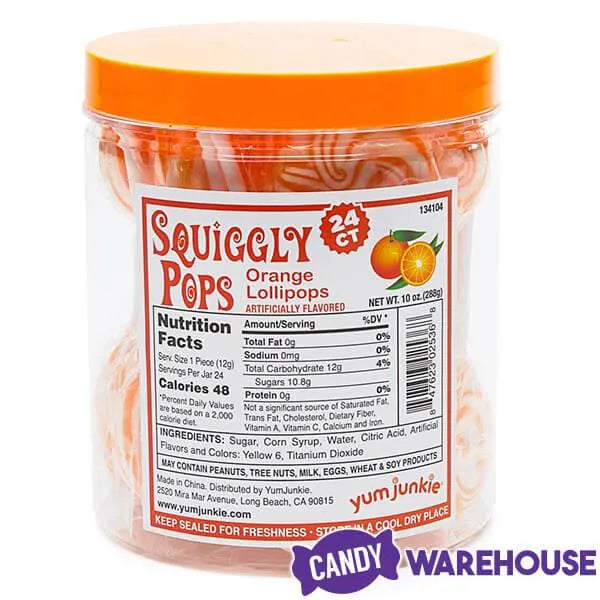 Squiggly Pops Petite Swirl Lollipops - Orange: 24-Piece Jar