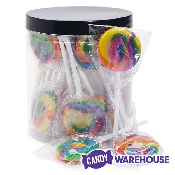 Squiggly Pops Petite Swirl Lollipops - Rainbow Cherry: 24-Piece Jar