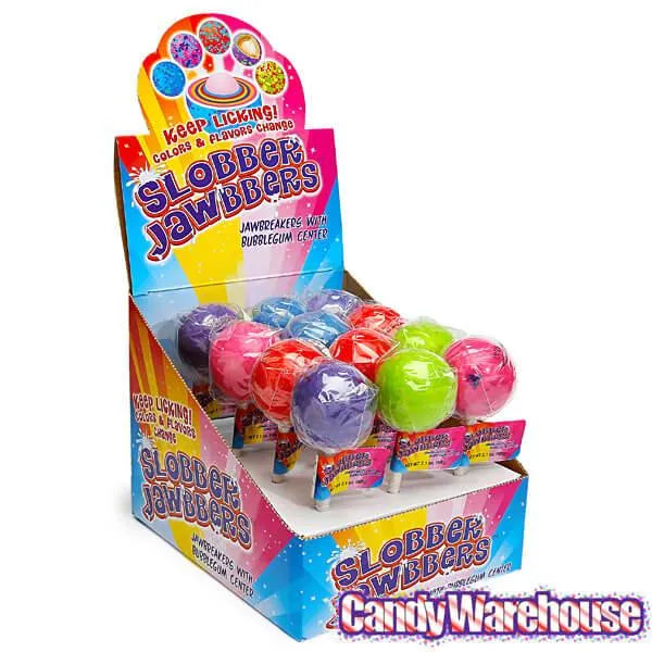 Squire Boone Slobber Jawbbers Jawbreaker Pops with Gum Center: 12-Piece Display