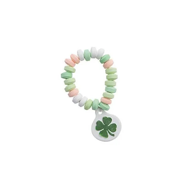 St. Patrick's Day Candy Bracelets with Shamrock Charms: 12-Piece Box