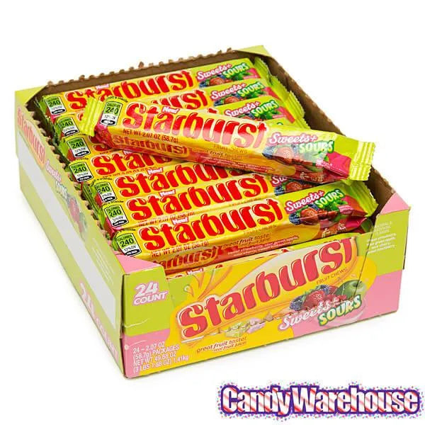 Starburst Fruit Chews Candy Packs - Sweets and Sours: 24-Piece Box