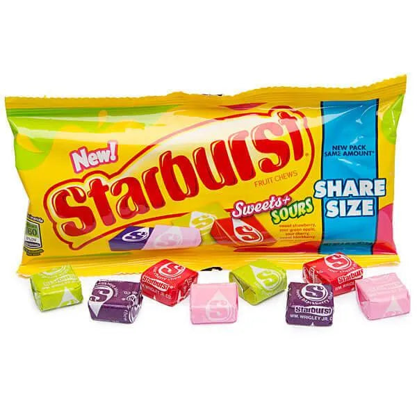 Starburst Fruit Chews King Size Candy Packs - Sweets and Sours: 15-Piece Box