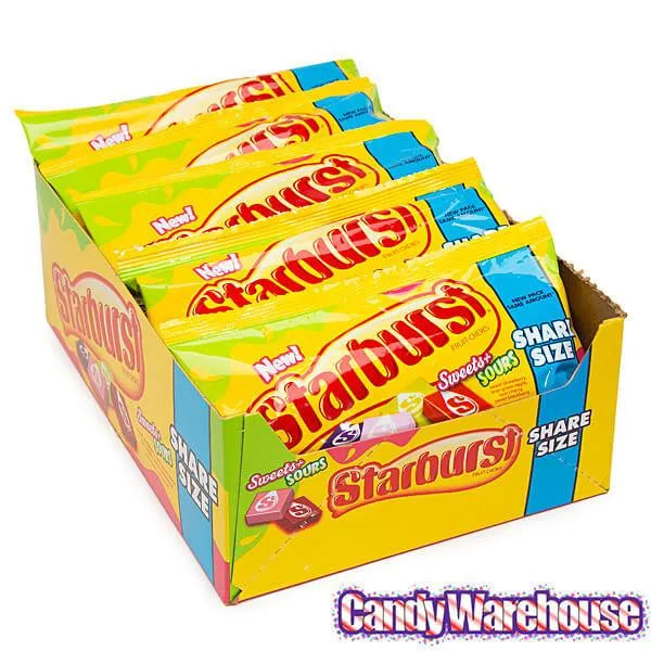 Starburst Fruit Chews King Size Candy Packs - Sweets and Sours: 15-Piece Box