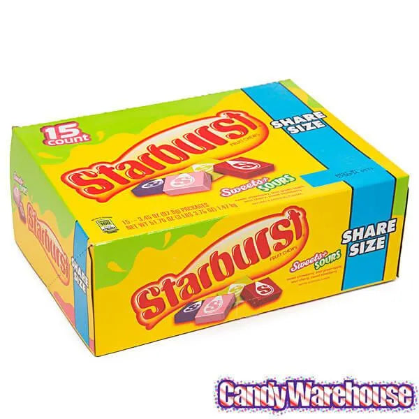 Starburst Fruit Chews King Size Candy Packs - Sweets and Sours: 15-Piece Box