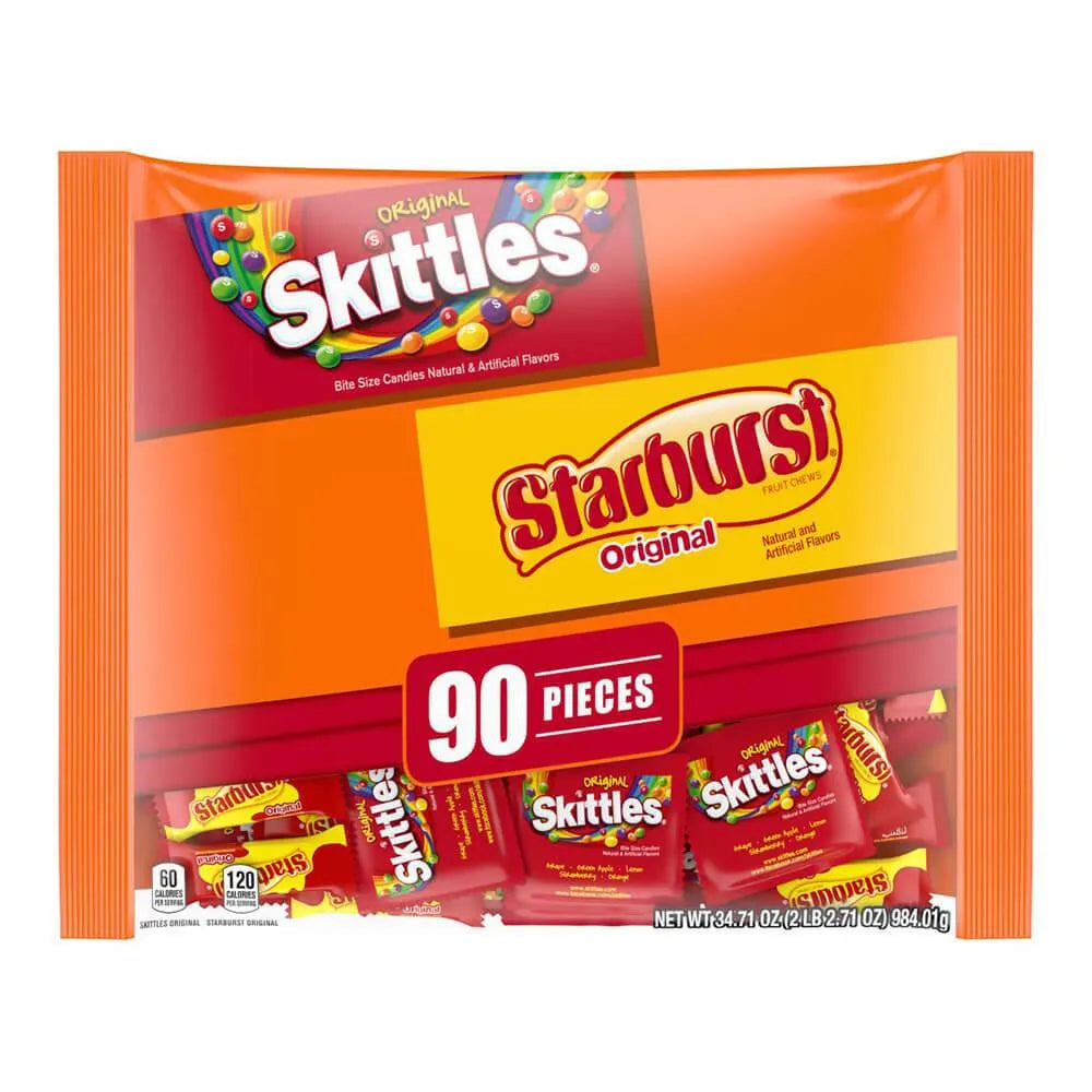 Starburst and Skittles Fun Size Candy Packs: 90-Piece Bag