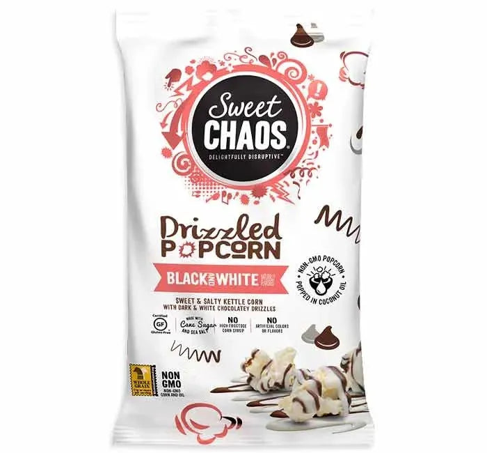 Sweet Chaos Drizzled Black & White Popcorn: 8-Piece Case