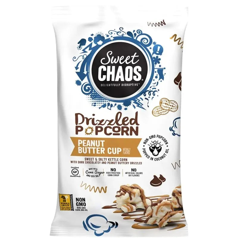 Sweet Chaos Drizzled Peanut Butter Cup Popcorn: 8-Piece Case