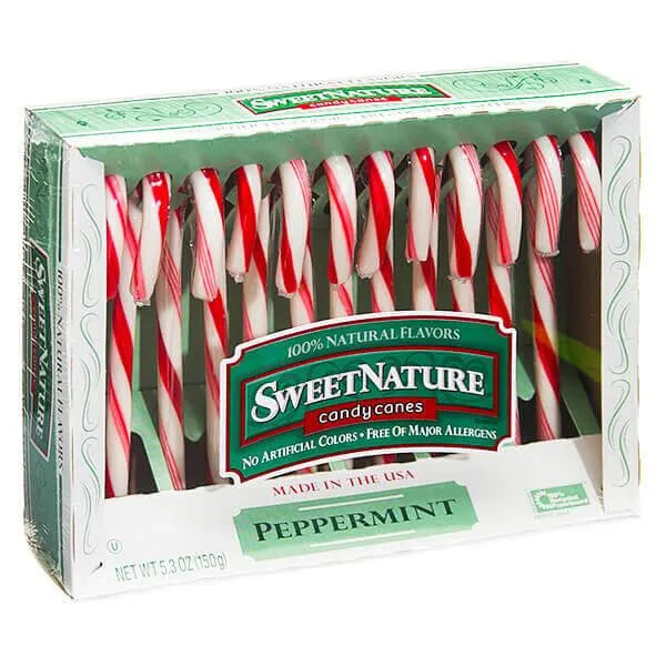 Sweet Nature Candy Canes - Peppermint: 12-Piece Box