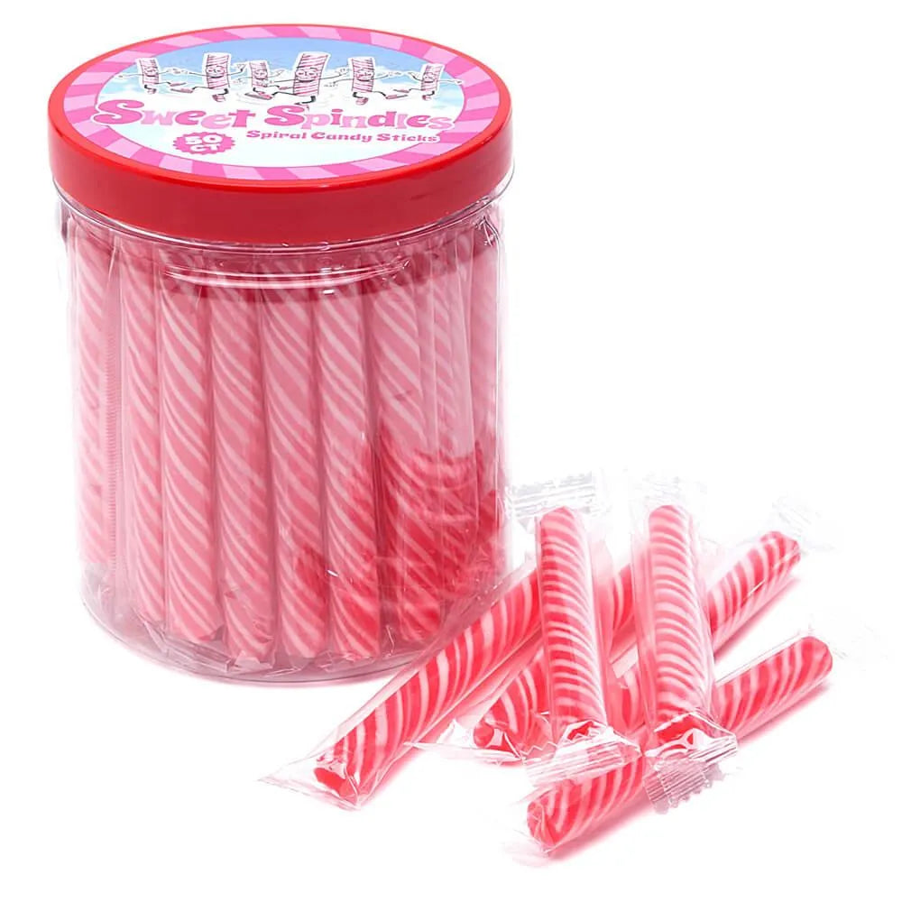 Sweet Spindles Mini Hard Candy Sticks - Cherry: 50-Piece Jar