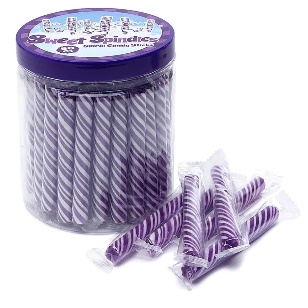 Sweet Spindles Mini Hard Candy Sticks - Grape: 50-Piece Jar