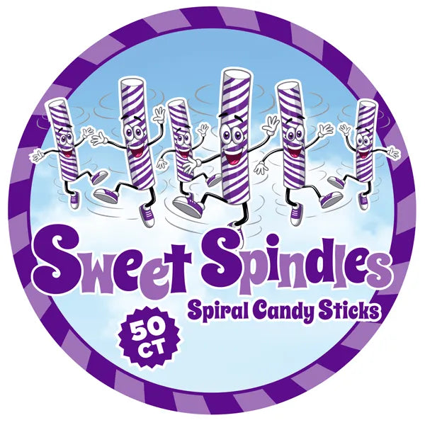 Sweet Spindles Mini Hard Candy Sticks - Grape: 50-Piece Jar