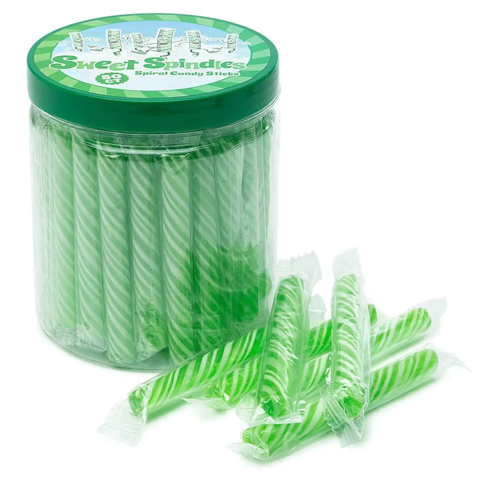 Sweet Spindles Mini Hard Candy Sticks - Lime: 50-Piece Jar