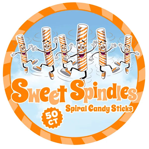 Sweet Spindles Mini Hard Candy Sticks - Orange: 50-Piece Jar