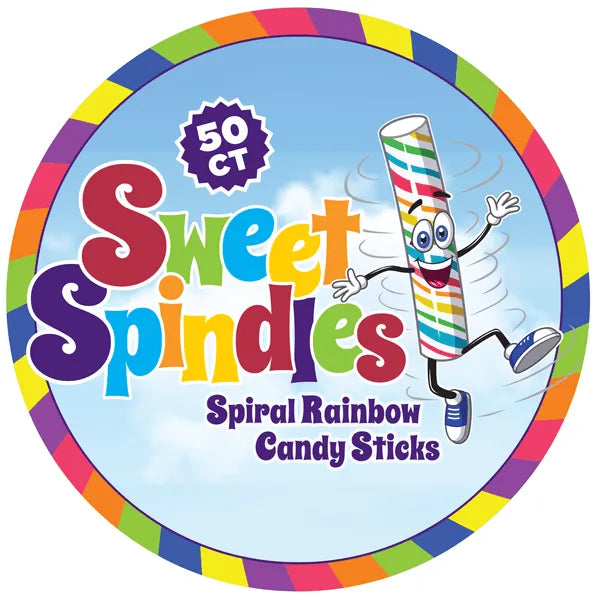 Sweet Spindles Mini Hard Candy Sticks - Rainbow: 50-Piece Jar