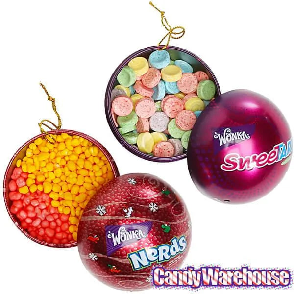 SweeTarts and Nerds Candy Tin Christmas Ornaments: 12-Piece Box