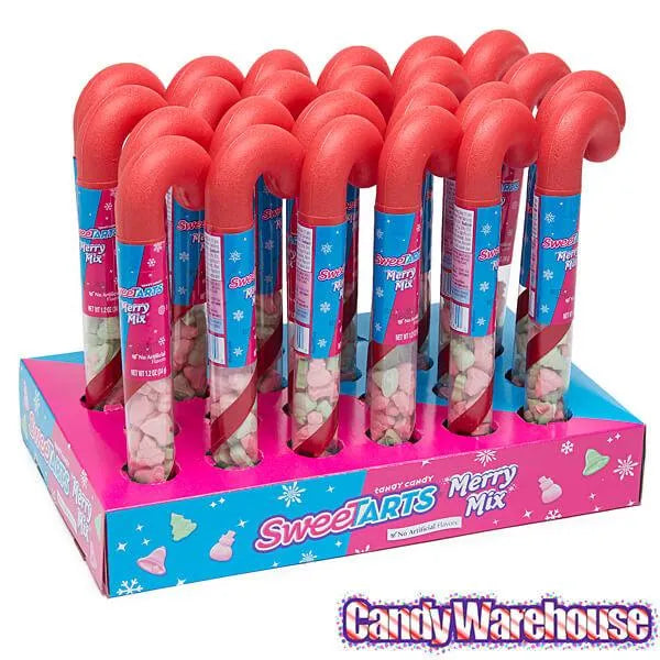 SweeTarts Candy Filled Plastic Candy Cane Tubes: 24-Piece Box