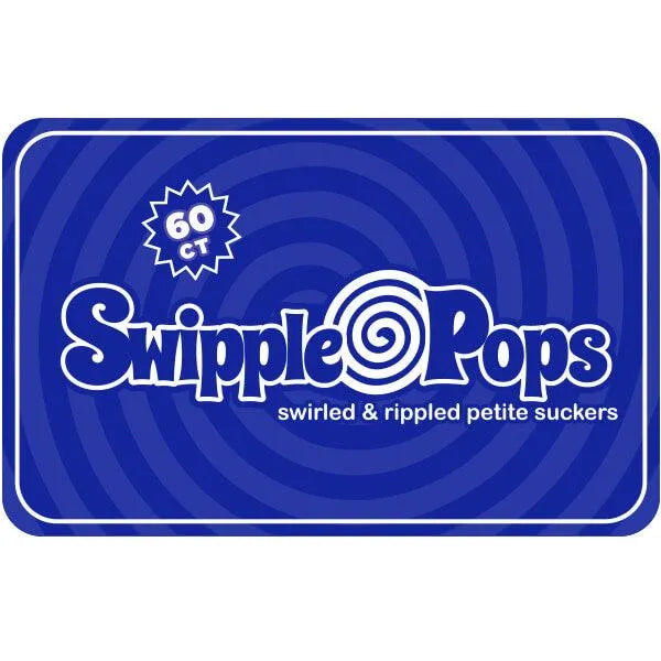 Swipple Pops Petite Swirl Ripple Lollipops - Blue Raspberry: 60-Piece Tub