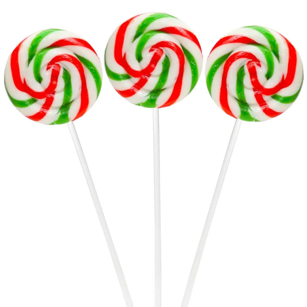 Swipple Pops Petite Swirl Ripple Lollipops - Christmas Cherry: 60-Piece Tub