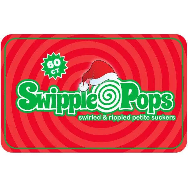 Swipple Pops Petite Swirl Ripple Lollipops - Christmas Cherry: 60-Piece Tub