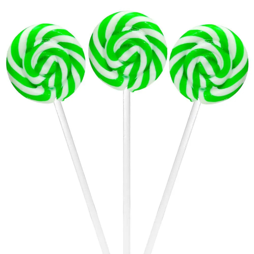 Swipple Pops Petite Swirl Ripple Lollipops - Green Lime: 60-Piece Tub