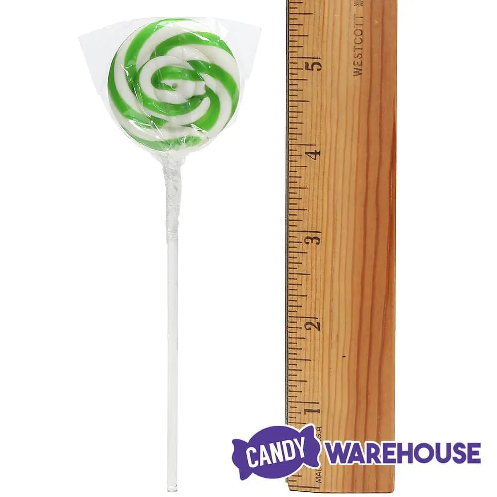 Swipple Pops Petite Swirl Ripple Lollipops - Green Lime: 60-Piece Tub