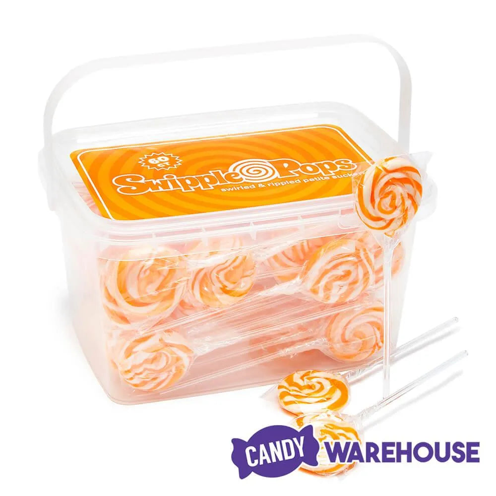 Swipple Pops Petite Swirl Ripple Lollipops - Orange: 60-Piece Tub