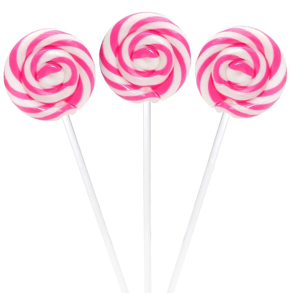 Swipple Pops Petite Swirl Ripple Lollipops - Pink Strawberry: 60-Piece Tub