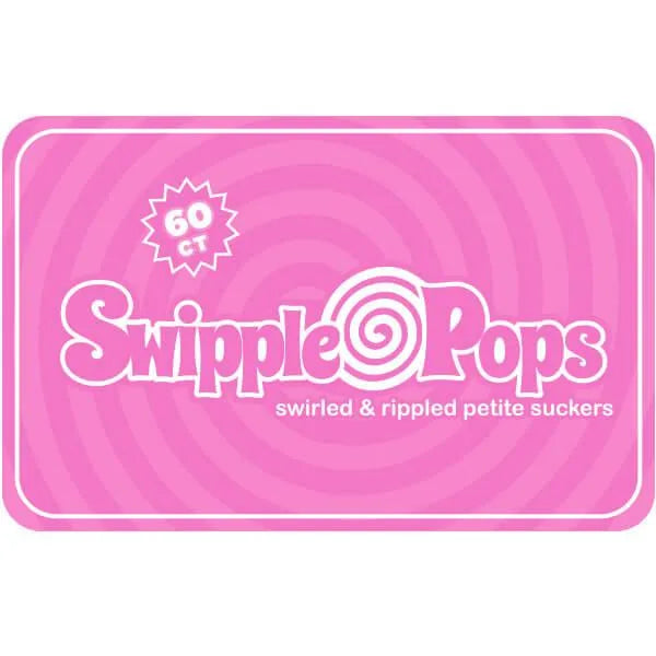 Swipple Pops Petite Swirl Ripple Lollipops - Pink Strawberry: 60-Piece Tub