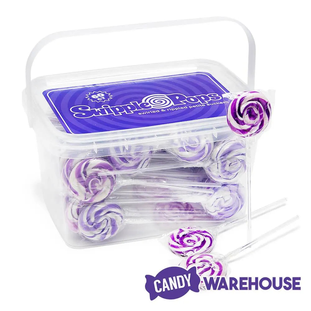 Swipple Pops Petite Swirl Ripple Lollipops - Purple Grape: 60-Piece Tub