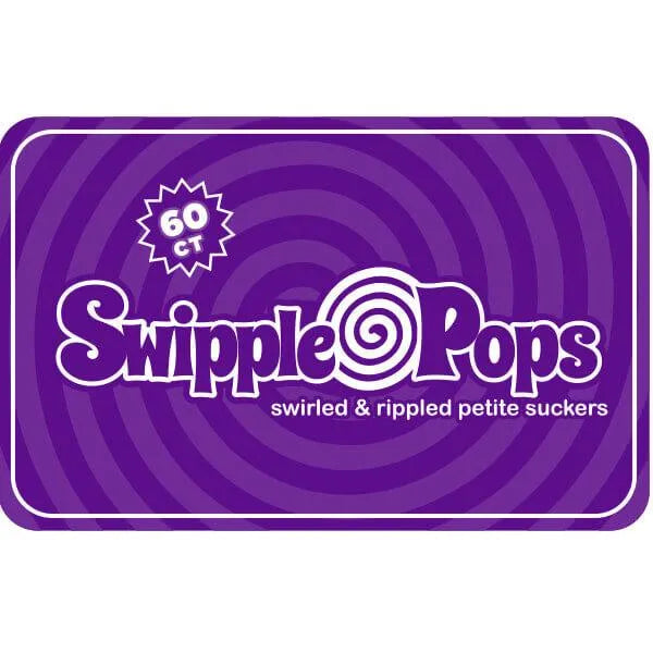 Swipple Pops Petite Swirl Ripple Lollipops - Purple Grape: 60-Piece Tub