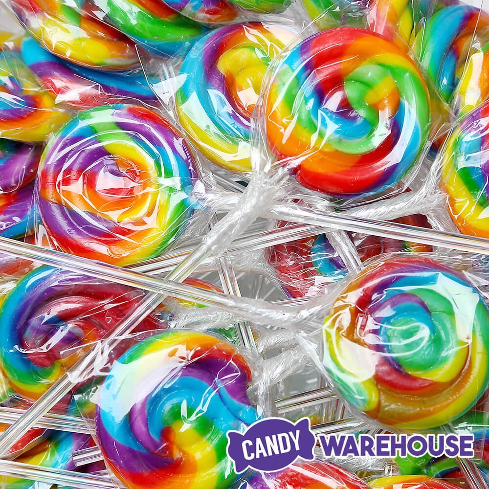 Swipple Pops Petite Swirl Ripple Lollipops - Rainbow Cherry: 60-Piece Tub