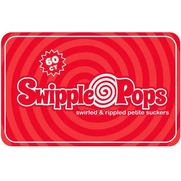 Swipple Pops Petite Swirl Ripple Lollipops - Red Cherry: 60-Piece Tub