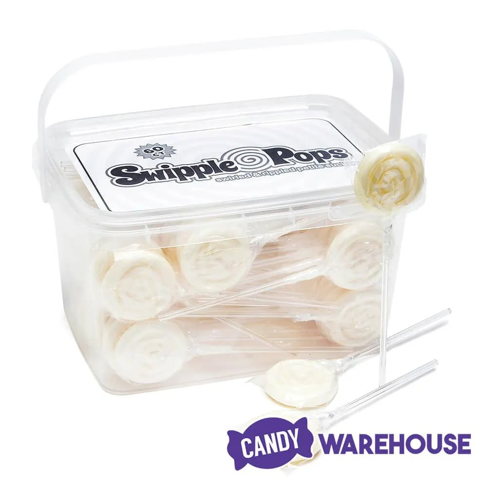 Swipple Pops Petite Swirl Ripple Lollipops - White Pineapple: 60-Piece Tub