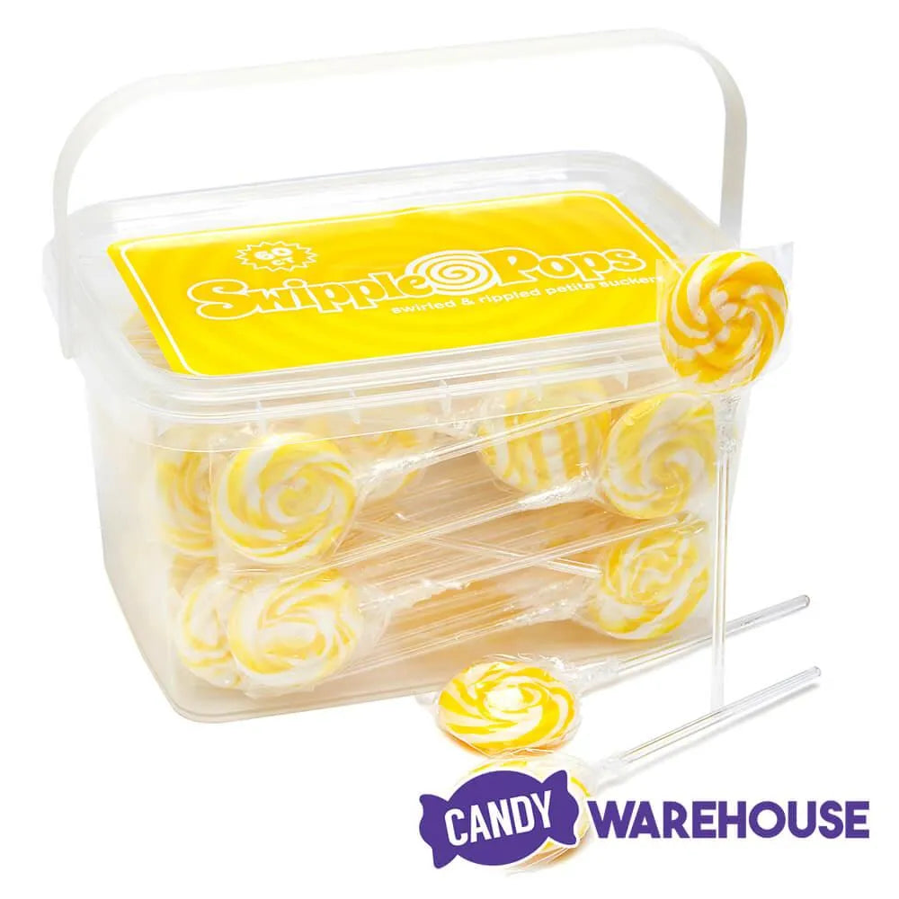 Swipple Pops Petite Swirl Ripple Lollipops - Yellow Banana: 60-Piece Tub