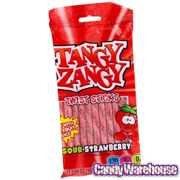 Tangy Zangy Twist Sticks Candy Packs - Sour Strawberry: 12-Piece Box