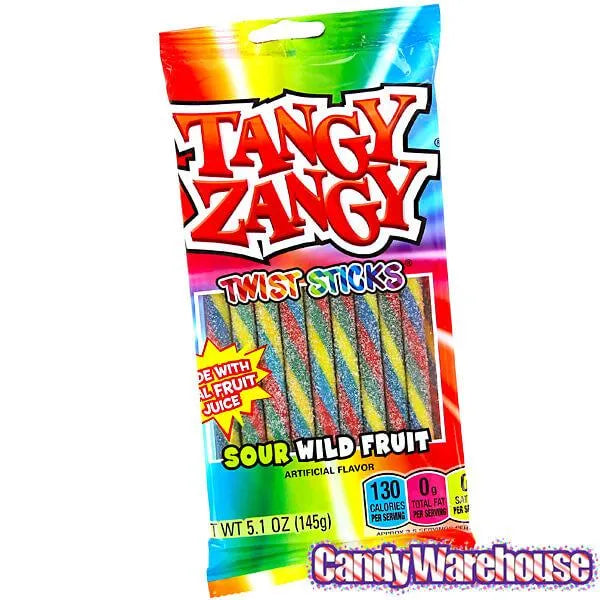 Tangy Zangy Twist Sticks Candy Packs - Sour Wild Fruit: 12-Piece Box