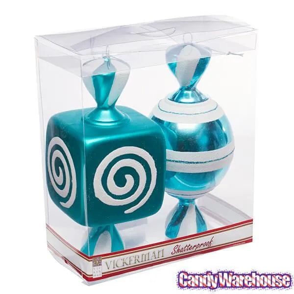 Teal Blue Large Candy Ornaments - 8 Inch: 2-Piece Box