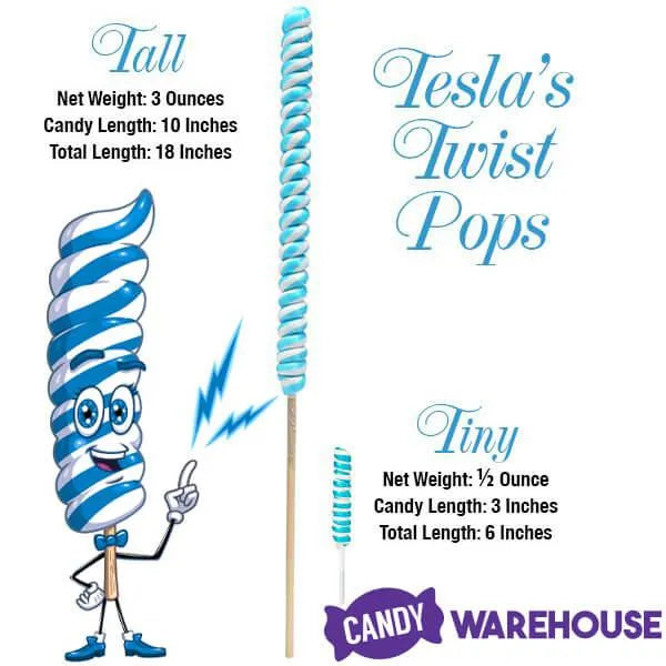 Tesla's Tiny Twist Pops - Blue Raspberry: 48-Piece Jar