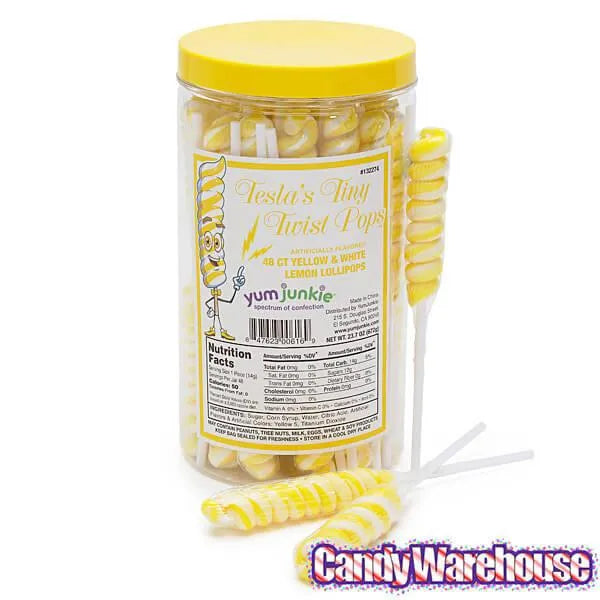 Tesla's Tiny Twist Pops - Lemon: 48-Piece Jar