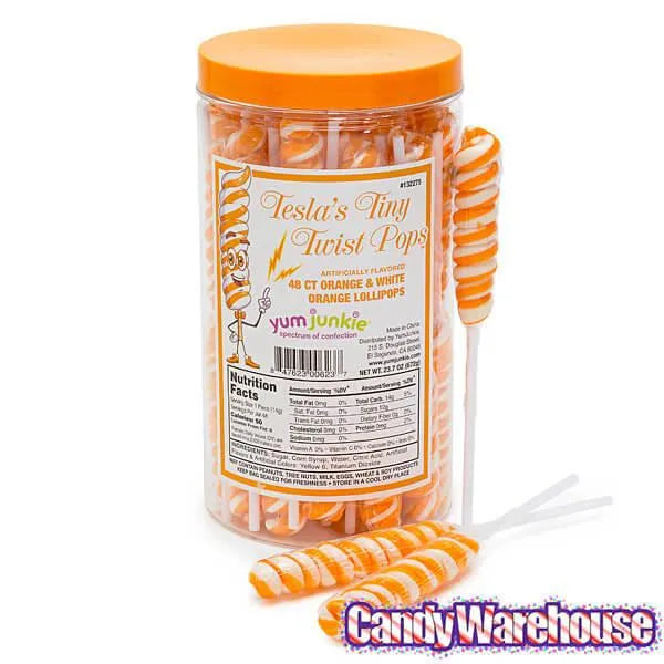 Tesla's Tiny Twist Pops - Orange: 48-Piece Jar