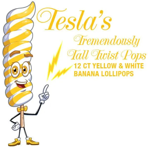 Tesla's Tremendously Tall 3-Ounce Twist Pops - Banana: 12-Piece Box