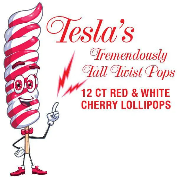 Tesla's Tremendously Tall 3-Ounce Twist Pops - Cherry: 12-Piece Box