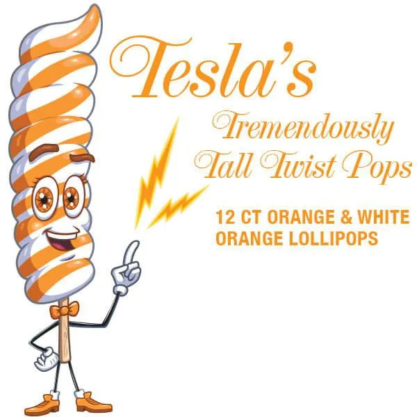 Tesla's Tremendously Tall 3-Ounce Twist Pops - Orange: 12-Piece Box