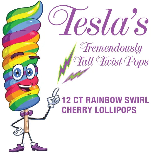 Tesla's Tremendously Tall 3-Ounce Twist Pops - Rainbow Cherry: 12-Piece Box