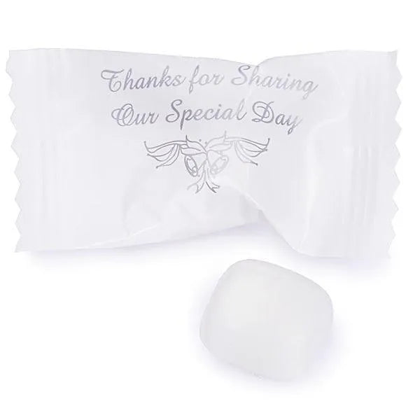 Thanks Wedding Theme Wrapped Buttermint Creams: 300-Piece Case