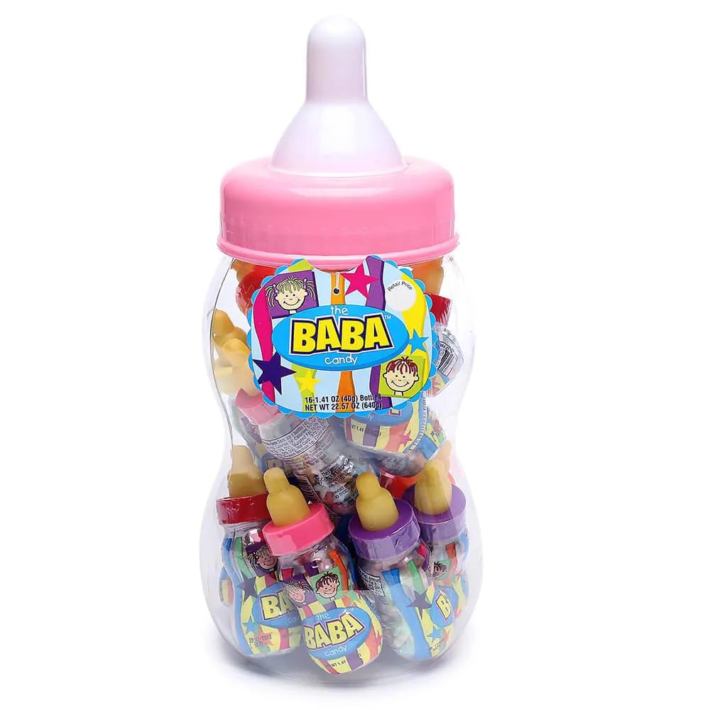 The BaBa Candy Filled Baby Bottles Jumbo Container - Pink