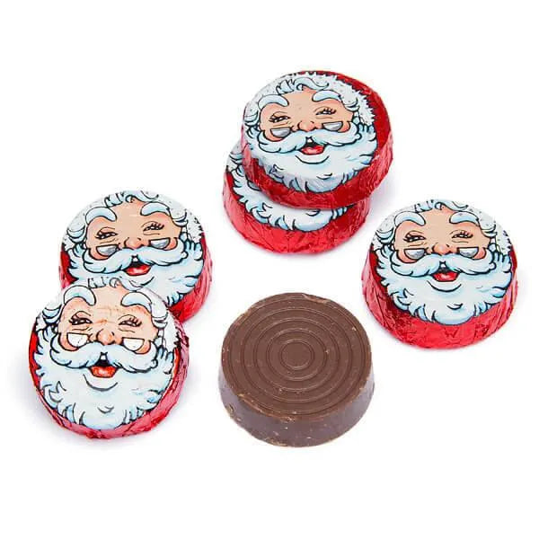 Thompson Foiled Crispy Milk Chocolate Christmas Santa Face Discs: 5LB Bag