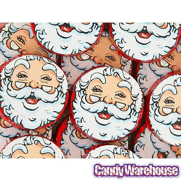 Thompson Foiled Crispy Milk Chocolate Christmas Santa Face Discs: 5LB Bag